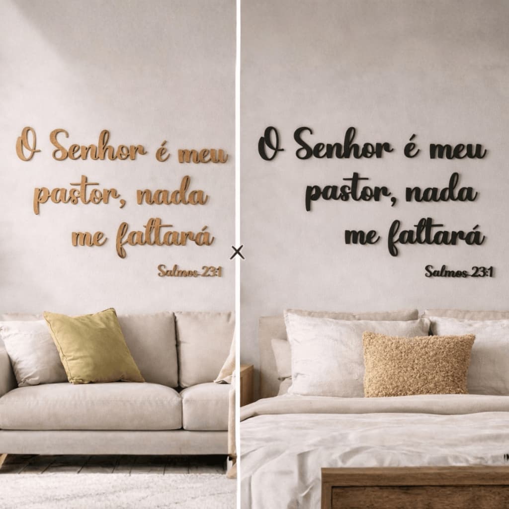 Frase O Senhor e Meu Pastor Bíblico Decorativo em MDF Para Parede Com Dupla Face