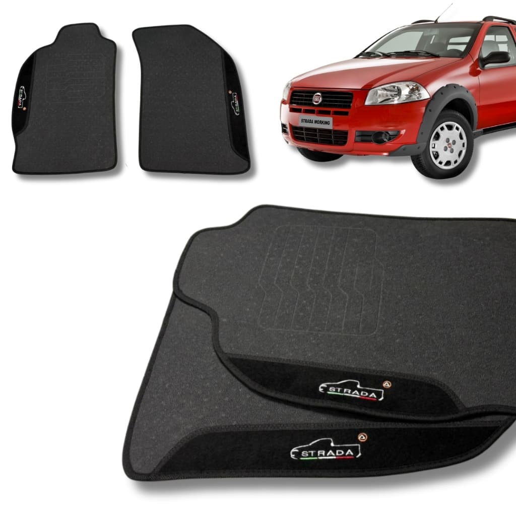 Jogo Tapete Emborrachado Fiat Strada Cs Personalizado Preto