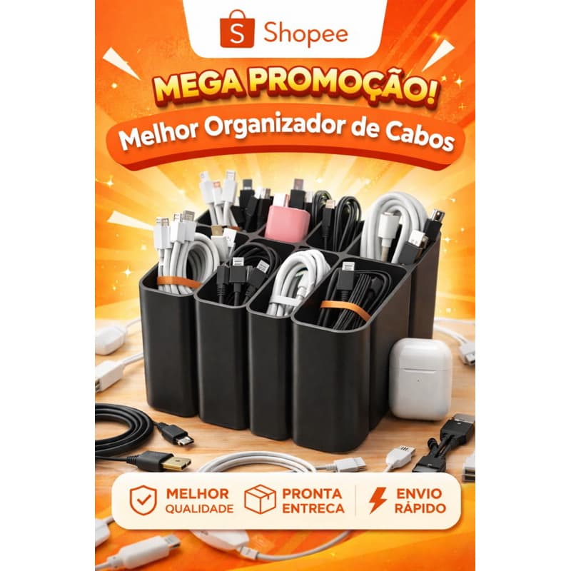 Organizador de Cabos USB e Carregadores para Gavetas e Armários | Design Elegante | Pronta Entrega