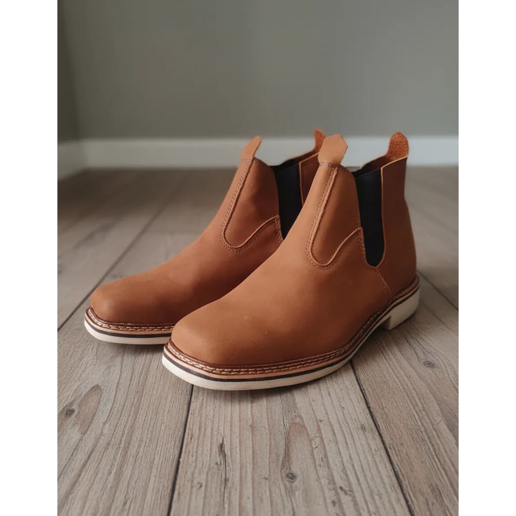 Botina Masculina Country Texana Em Couro Bico Quadrado Cano Curto Palmilha Antibacteriana