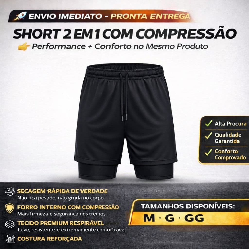 Short Masculino Academia Com Bolso