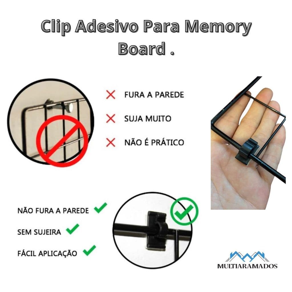04 Clips Auto Adesivos para fixação de Tela Aramada ou Memory Board