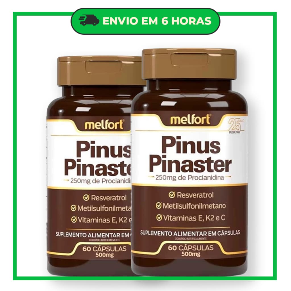 Kit 2 Pinus Pinaster - Reverastrol, Vitamina E K2 e C 60 Cáps