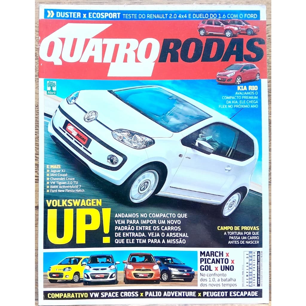 Revista Quatro Rodas 622 Up! Kia Rio Duster Ecosport Cruze Picanto March Jaguar XJ Tiguan