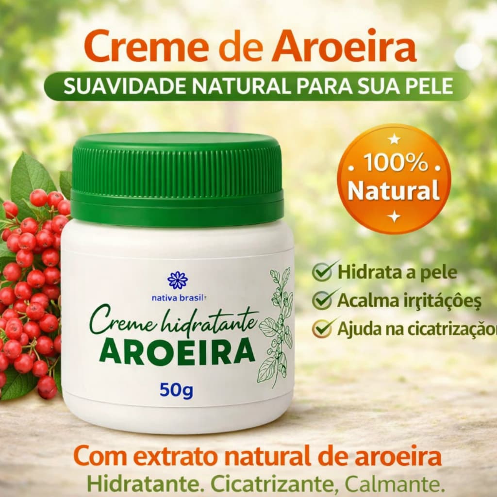 Creme de Aroeira 50g Auxilia tratamento Espinhas, Foliculite, Irritações e Regenera a Pele