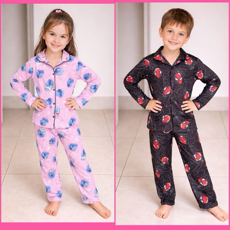 Infantil pijama baby-doll roupa de dormir menino menina conjunto