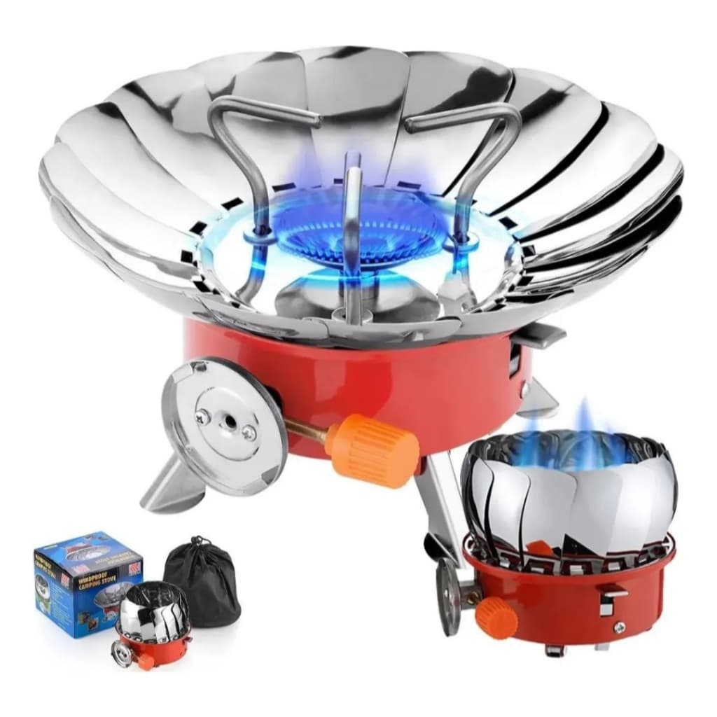 Fogareiro A GAS Portátil Made Basics Fogão Corta Vento 1 Boca Dobrável Camping