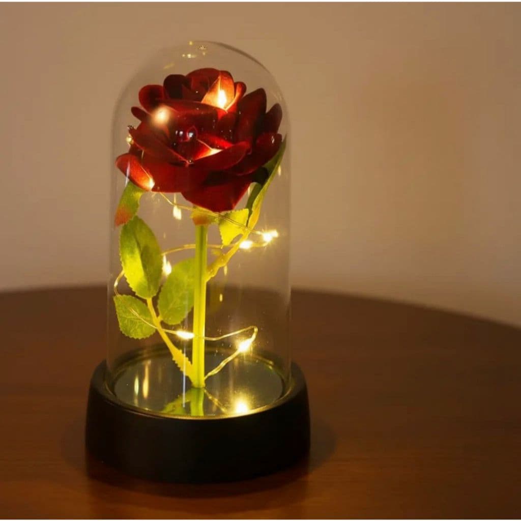 Rosa LED Encantada Eterna com Iluminação Mágica