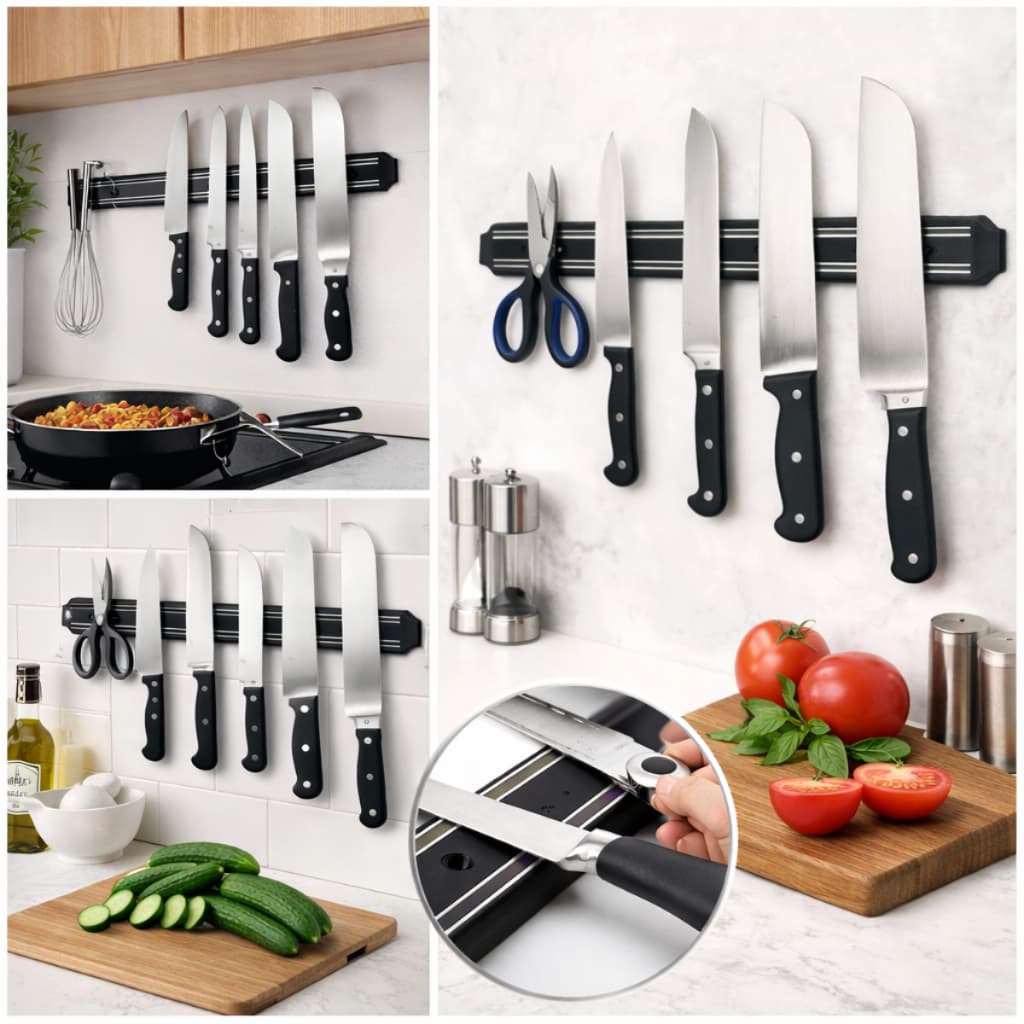 Barra Magnética Imã Ferramentas Facas Cozinha Churrasqueira Multiuso 50cm Grande Para Parede