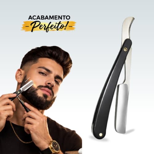 Navalha de Barbear Inox Profissional com 10 Lâminas para Contorno e Desenho de Barba