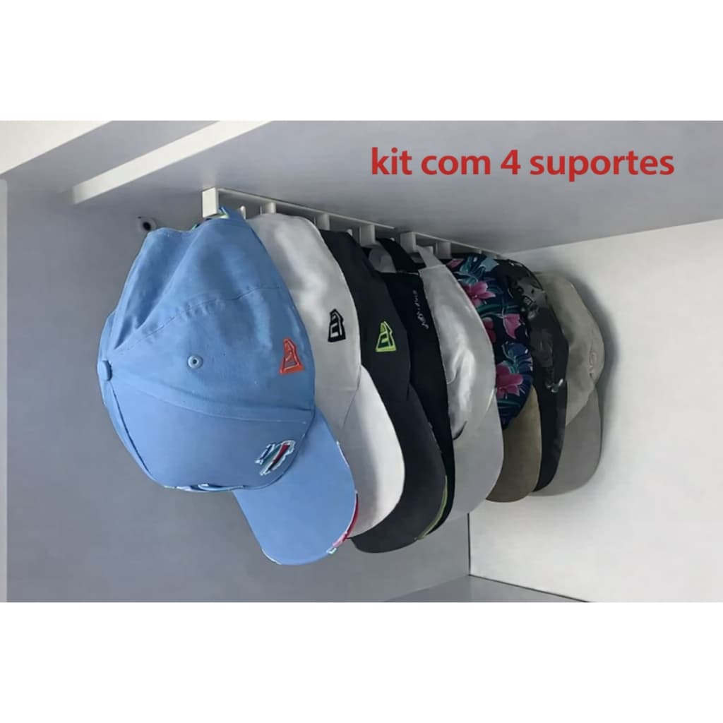 Suporte Organizador de Boné e Tiara com Adesivo e parafusos para Armário Guarda Roupas