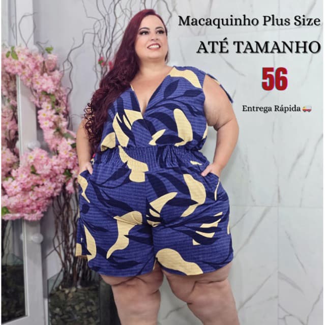 Macaquinho Estampado Plus Size G1 G2 G3