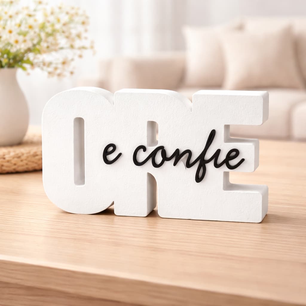 Letreiro Decorativo Ore e Confie | Frase Cristã Religiosa Minimalista para Sala, Quarto e Escritório