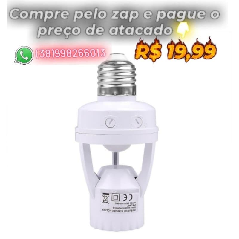 Sensor De Presença Com Fotocélula Para Lâmpada Soquete E27 Bivolt