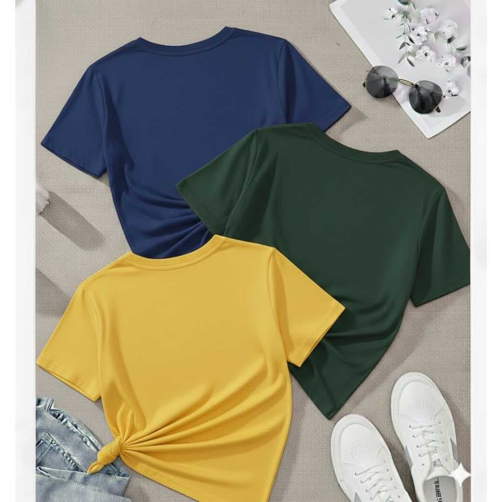 Kit 3 Camiseta 100% Algodão Várias Cores T-shirt Gola Redonda Feminina Camisa Unissex