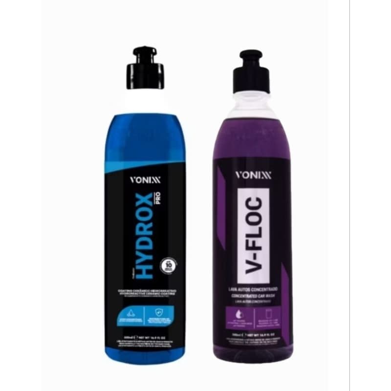 V-Floc Shampoo 500ml Vonixx + Hydrox Pro 500ml Vonixx Coating Cerâmico Hidroreativo
