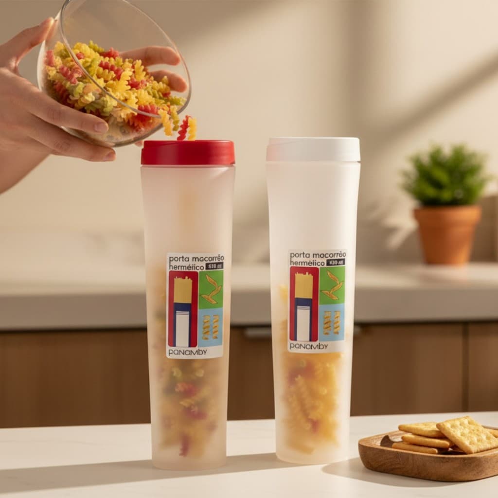POTE PARA MACARRÃO COM TAMPA HERMÉTICA ESPAGUETE OU OUTROS 950ML