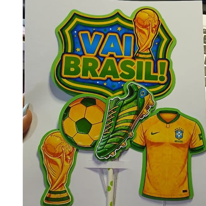 Kit decoração festa em casa,Copa do Mundo, Brasil,Topo de bolo,Topper.
