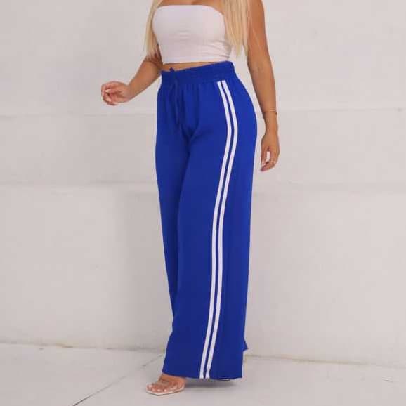 Calça Feminina Pantalona de Alfaiataria Duna Tendência com Listras Laterais