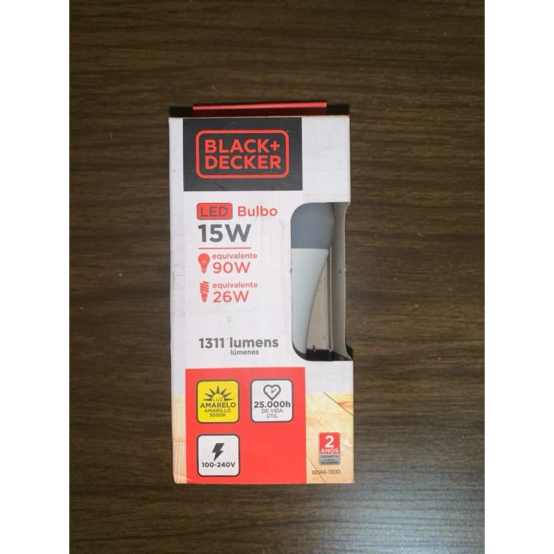 Lâmpada de LED E27 Bulbo 15W Luz Amarela Bivolt Black + Decker