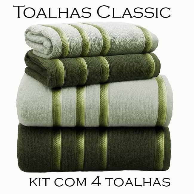 Kit/Jogo Toalhas 4 Peças 2 Banho + 2 Rosto Algodão Macia Luxo Classic Appel 390g/m²