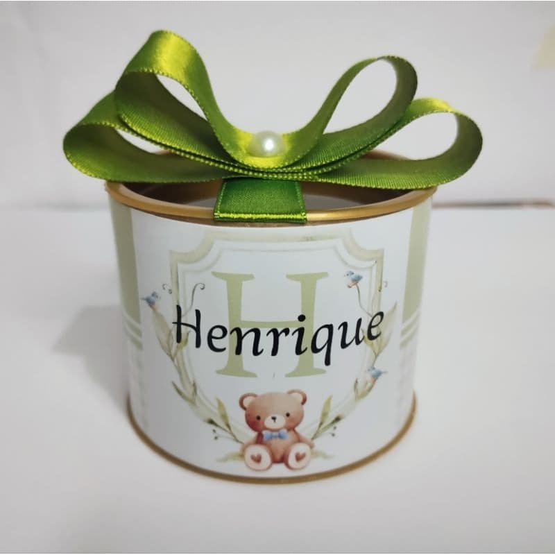 Kit Tubolatas personalizadas 5x6 - Lembrancinha de aniversário / Chá de bebê / Maternidade / Ursinho Verde