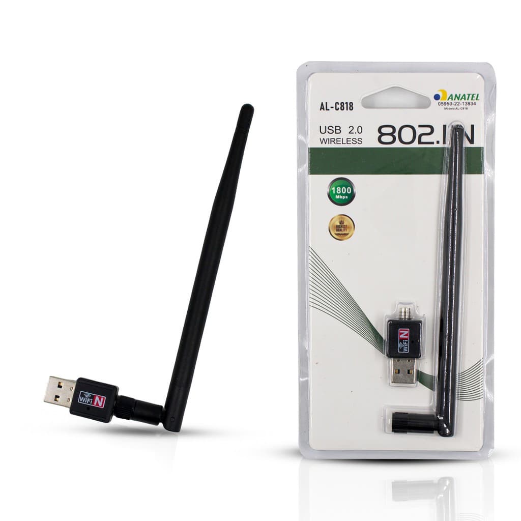 Adaptador Sem Fio USB WiFi de 2,4GHz 600 Mbps de Alta Velocidade com Antena para Computador PC, TV