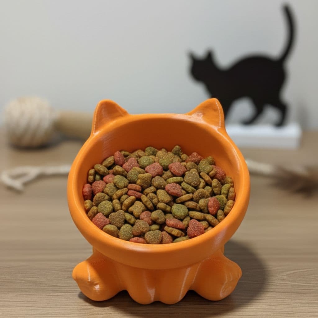 Pote de Ração para Gatos – Comedouro Pet Formato Gatinho - Tigela Fofa para Pets