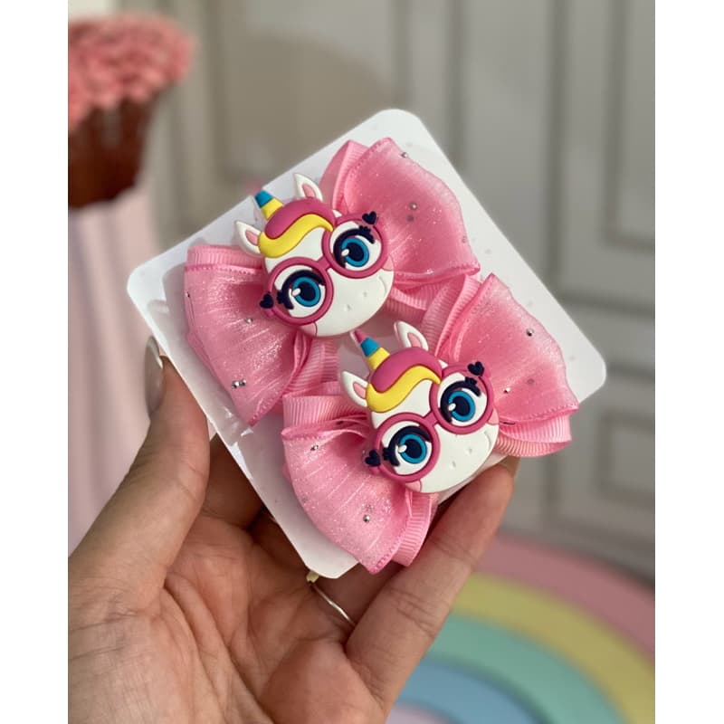 Par de Laços ou Faixinha Unicórnio Divertido Colorido para Meninas e Bebês