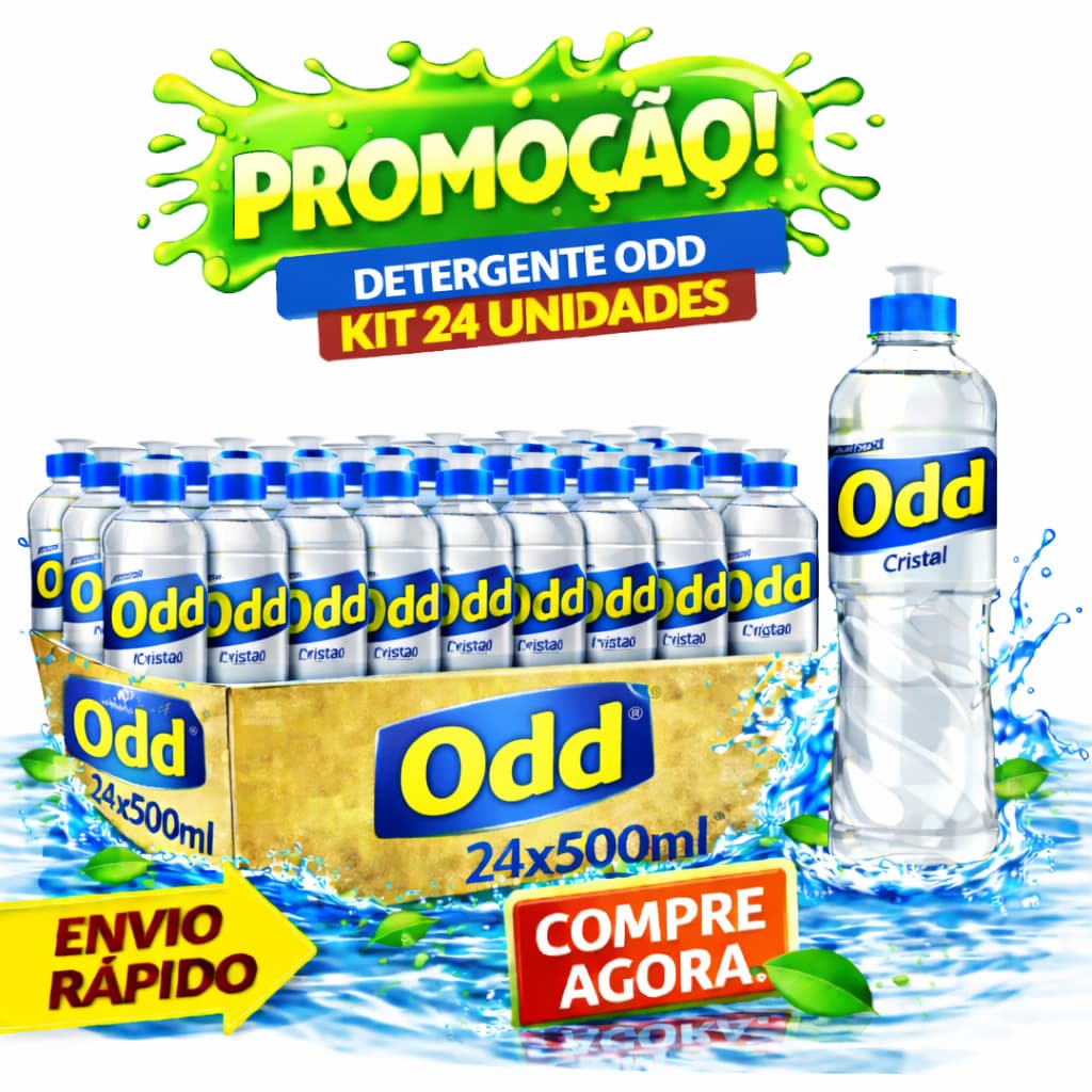 Kit 6,12 ou 24 Un de Detergente Liquido ODD Cristal 500ml Econômico e Concentrado–Estoque Limitado