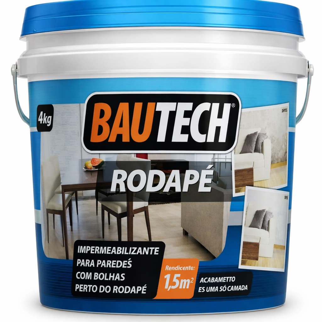 Argamassa Bautech Rodapé 4kg Massa para Assentamento Reparo de Rodapé Alta Aderência Fácil Aplicação