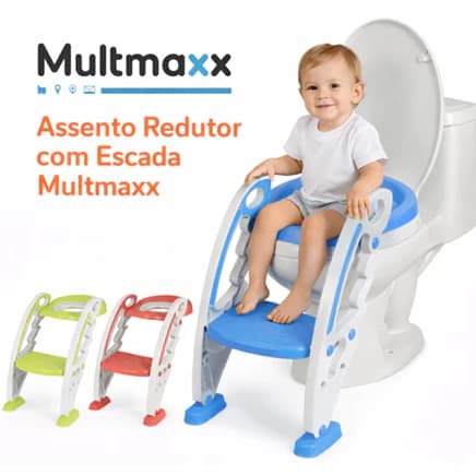 Assento Redutor Infantil com Escada para Vaso Sanitário Troninho Portátil Privadinha Multmaxx