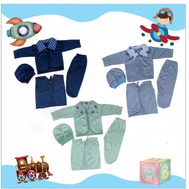 Kit Pagão Gola Bordada 3 Conjunto 15 Peças Malha Hipoarlegênico 100% Algodão.