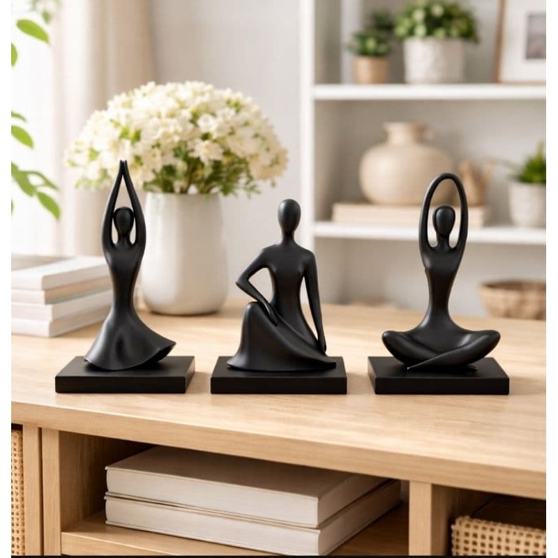 Esculturas Abstratas Modernas- Pose Trio Harmony- Decoração Sala Yoga, Pilates Zen 15cm.