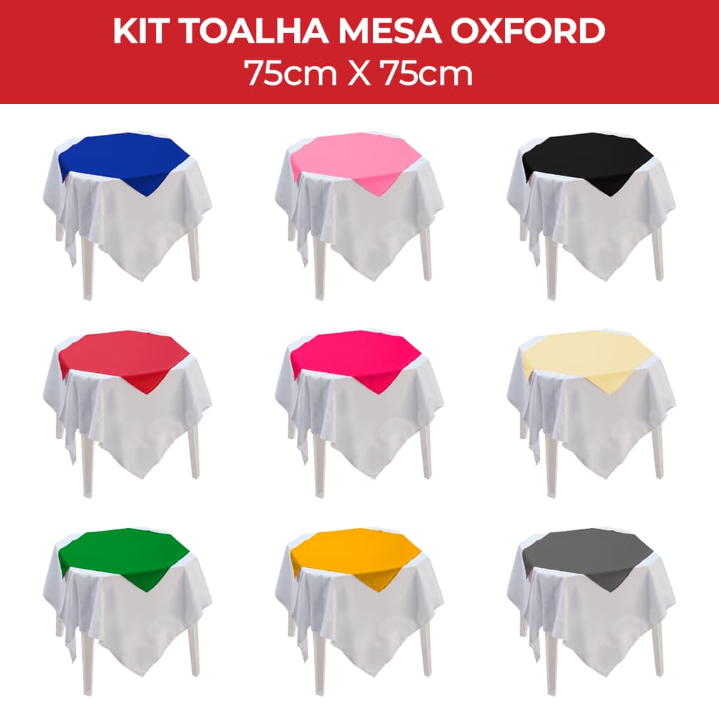 Kit 5/10/20 Toalha De Mesa Cobre Mancha Oxford 75cm x 75cm Tecido Grosso Decoração Buffet Festa