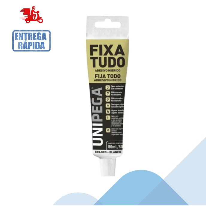 Cola Fixa Tudo Alta Adesão Debaixo D'água Metal Concreto Vidro Selante Unipega