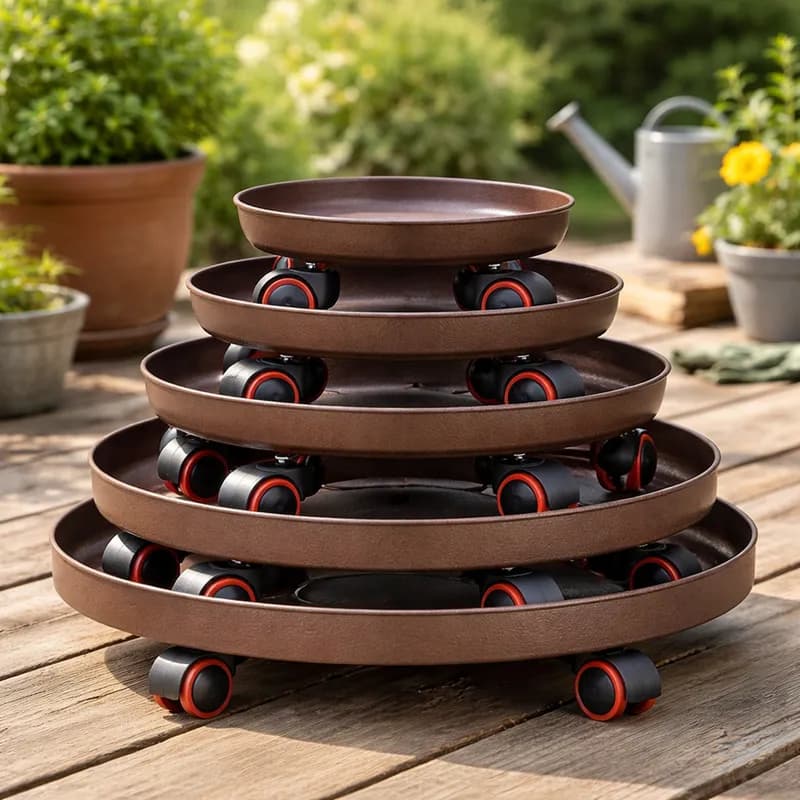 Suporte C/ Rodinhas Prato Para Vasos de Ferro Para  Plantas Decoração De Chão