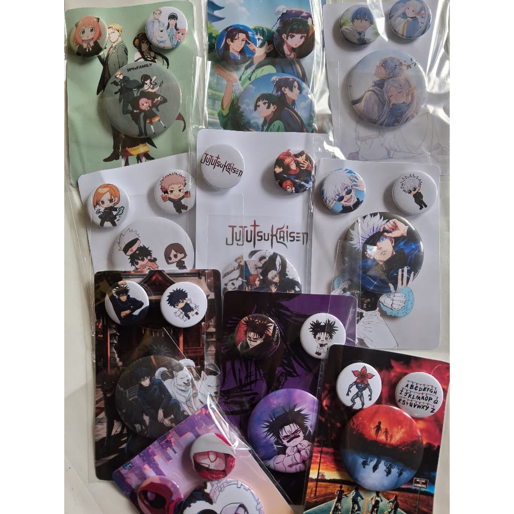 Kit 3 Bottons Anime Variados 3,2cm + 5,8cm Personagens Otaku Geek Outros Temas