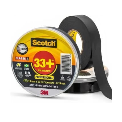 Fita Isolante Profissonal Scotch 33+ 19mm X 20m 3m Preta Preto