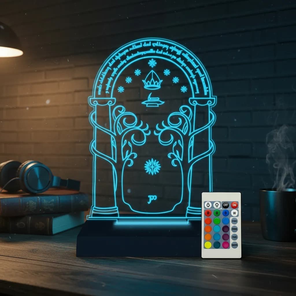 Luminária Led 3d Portal de Moria Senhor dos Aneis | Abajur Presente Criativo Decoração