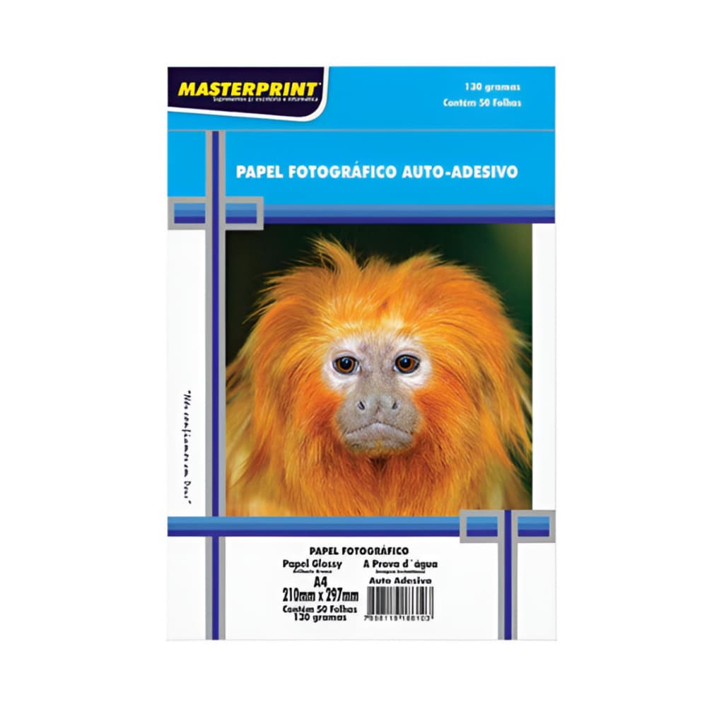 Papel Fotográfico 130g A4 Glossy Adesivo 50 Masterprint A Prova Dágua