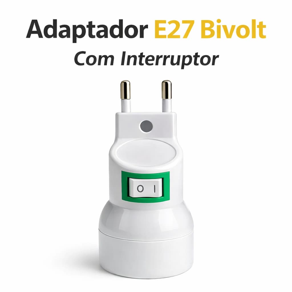 Adaptador Tomada Para Lâmpada E27 Com Interruptor Bivolt