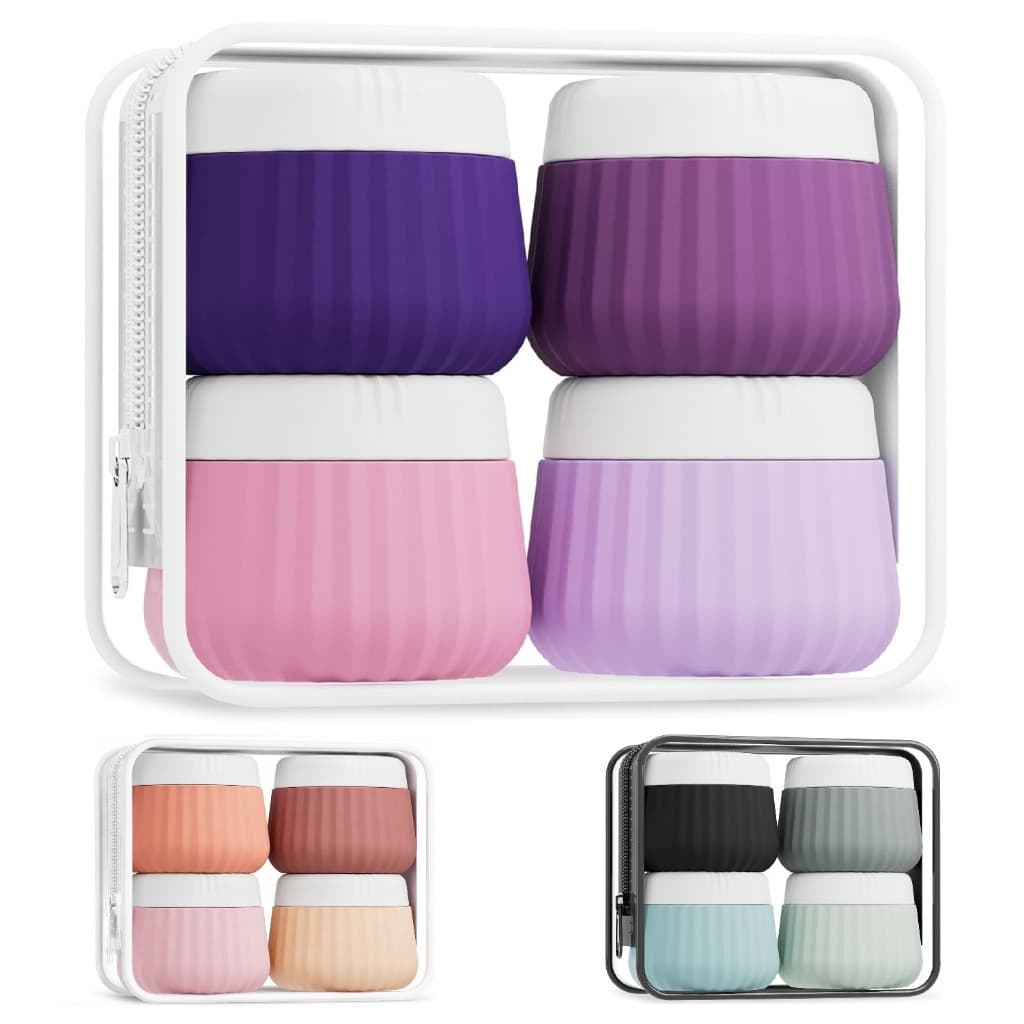 Kit Viagem Frasco Pote Silicone Luxo Loção Condicionador Máscara Creme Pequeno 4un 30ml