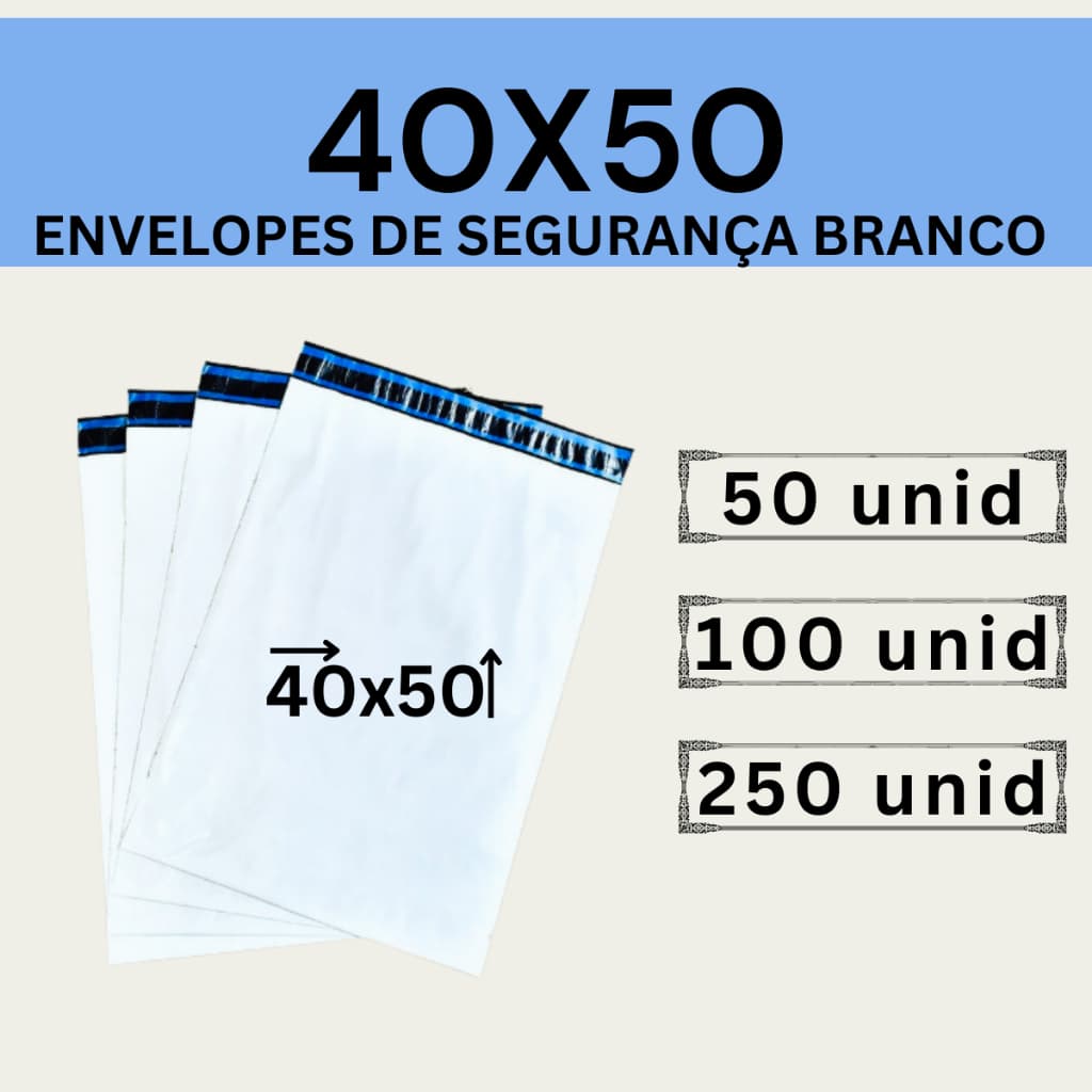 Envelope Segurança Branco Coex 40x50 Embalagem De Envio 50, 100 e 250 unidades