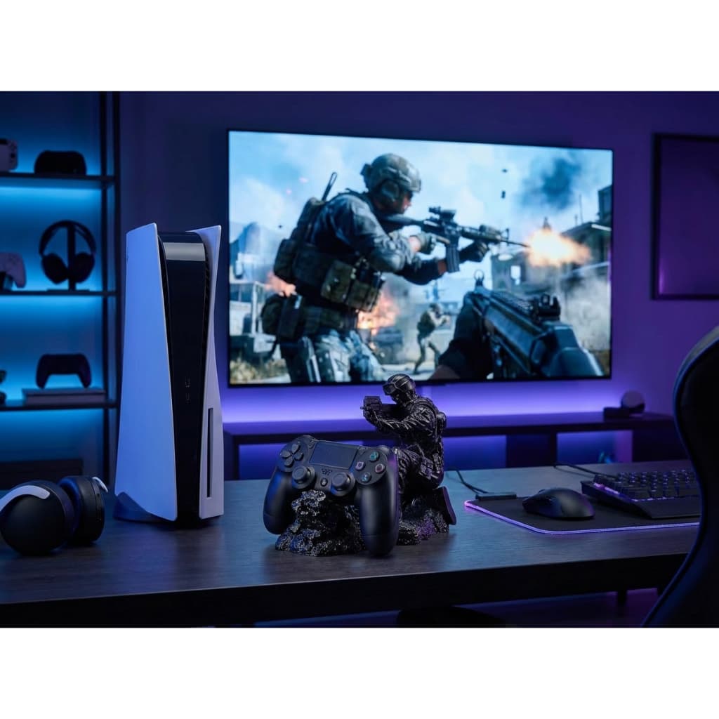Suporte para Controle PS4/PS5 DualShock – Estátua Gamer Soldado Tático Decorativa - Gamer - Controle - @precisa3d