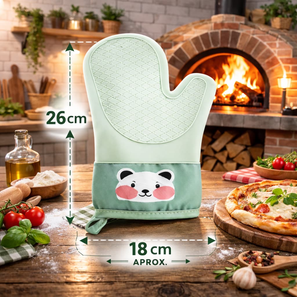 Luva Térmica de Silicone Antiderrapante 26cm – Modelo Panda