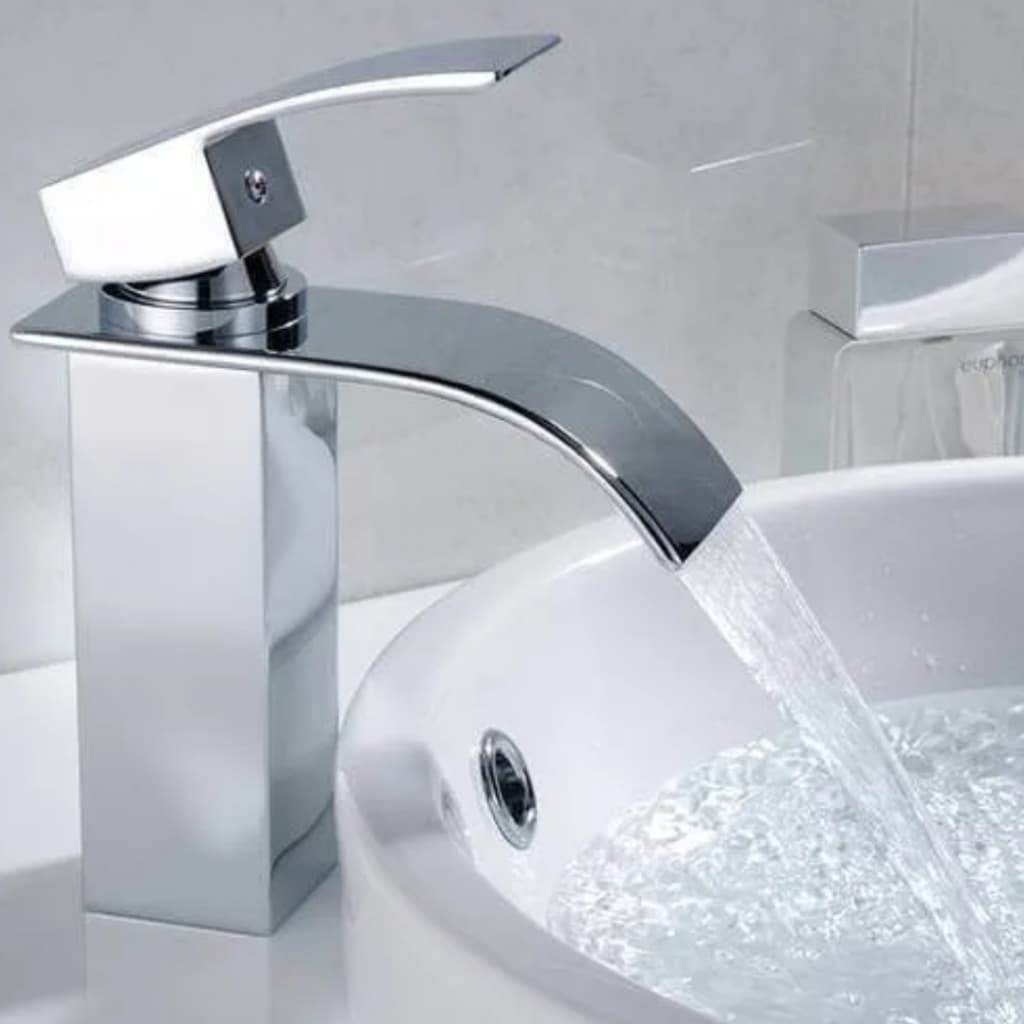 Torneira Monocomando Cascata Baixa Misturador Banheiro inox metal