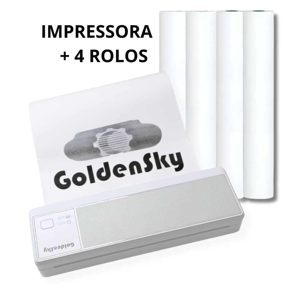Impressora Térmica A4 Bluetooth Portátil Printer Goldensky Bobina sem uso de ribbon