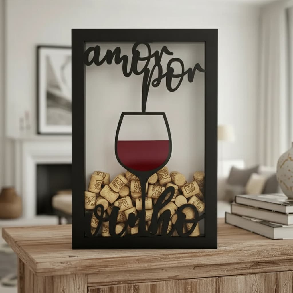 Quadro Porta Rolhas Decoração de Parede Apaixonados por Vinho Diversos Modelos