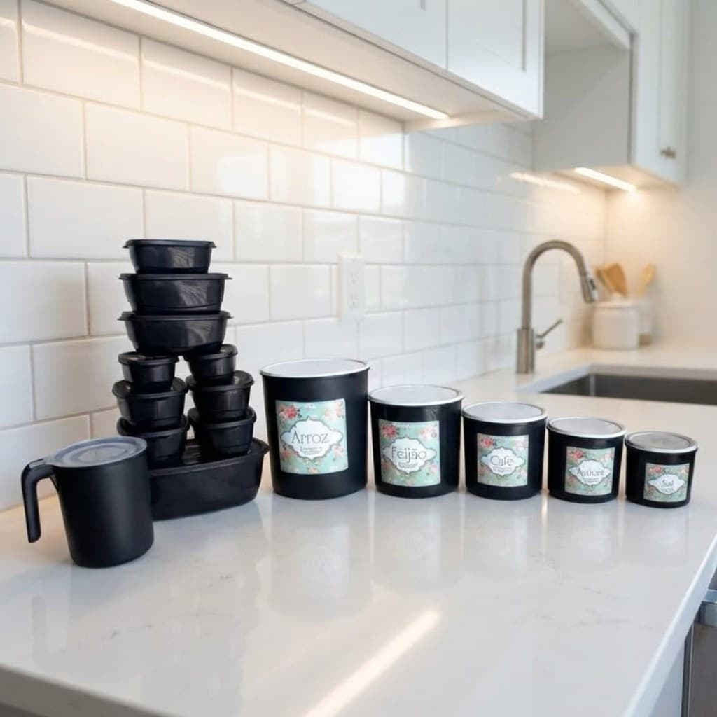 Porta Mantimentos Kit Cozinha Porta Alimentos com Jarra Bowl e Potes Organizadores - Escolha seu Modelo